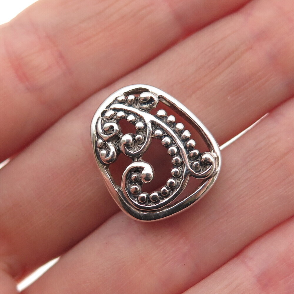 Melissa Rivers 925 Sterling Vintage Granulated Floral Slide Mini Charm Pendant